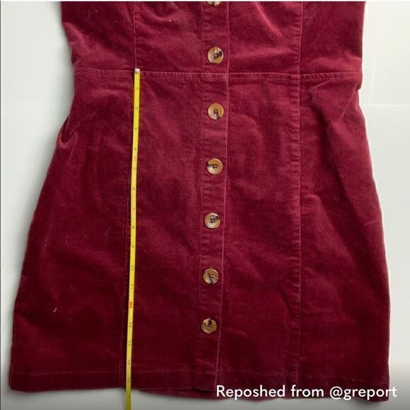 altar’d state Emma Cord Jumper burgundy corduroy minidress size Small - Picture 12 of 13
